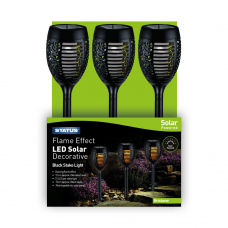 Brisbane 12cm Dancing Flame Light LED Solar, Black Plastic, Rechargeable Battery Included - Colour CDU