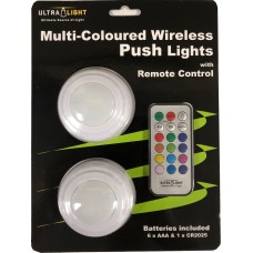 Ultralight Multi-Coloured Wireless Push Lights with Remote Control