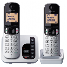 Panasonic KX TGC 222 Dect Phone Twin With Digital Answering Machine SILVER
